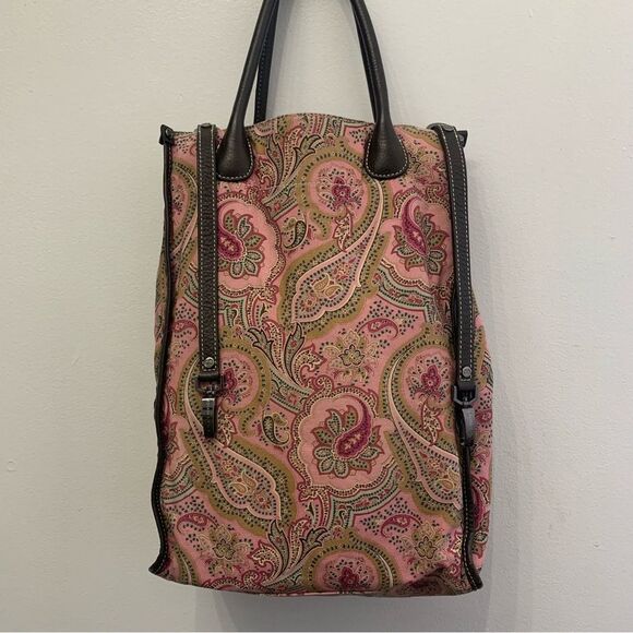 Escada Sport Large Hand bag Pink/Brown Paisley Women’s Designer Vintage - Picture 10 of 16